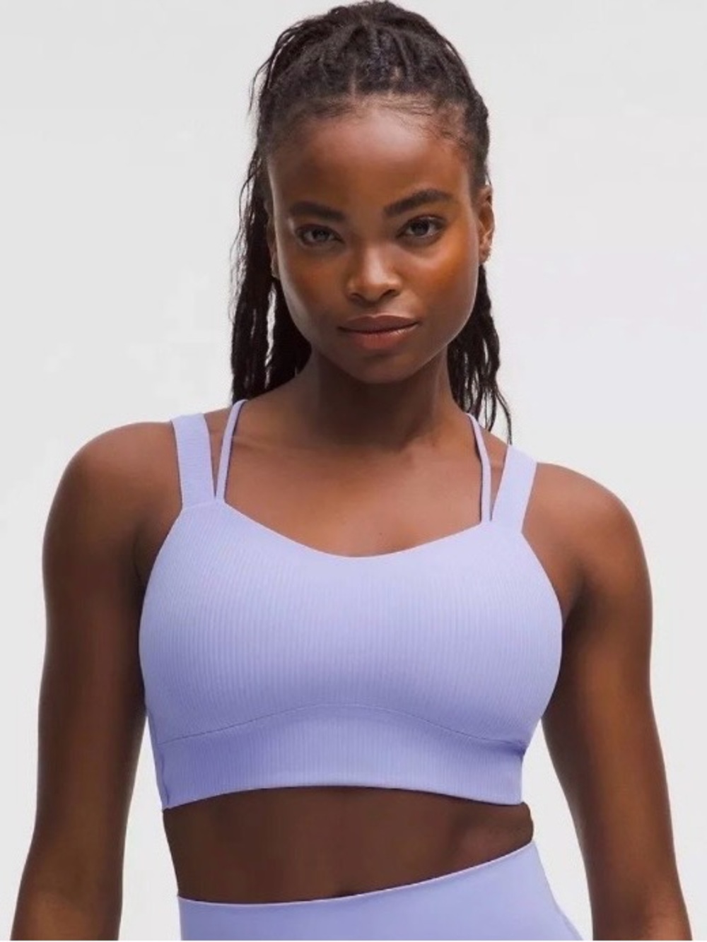 Lululemon Dusty Lilac Like a Cloud Ribbed Longline Bra D/DD Size 12